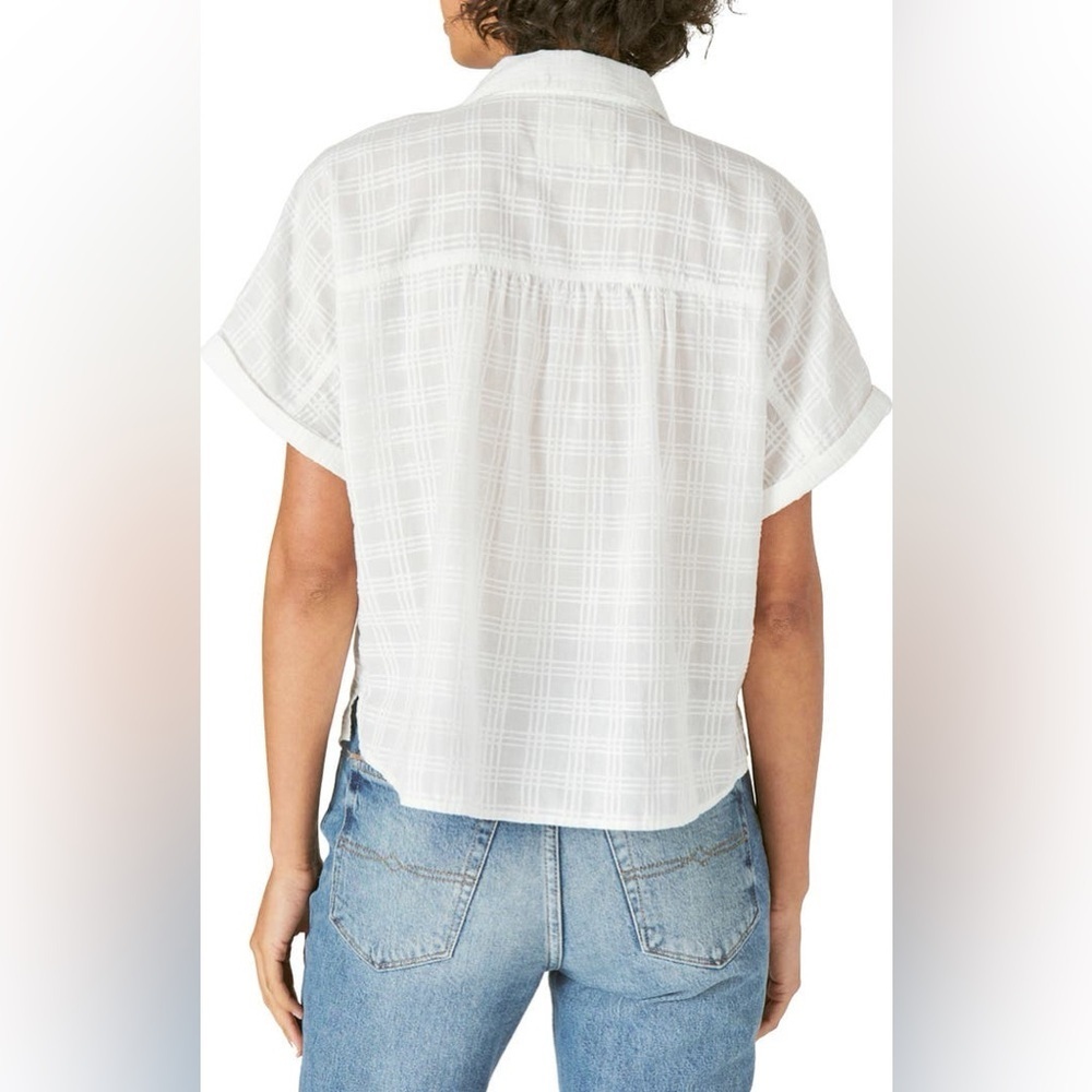 NWT Lucky Brand Grid Plaid Short Sleeve Cotton Button-Up Shirt XL * as is - Picture 2 of 10